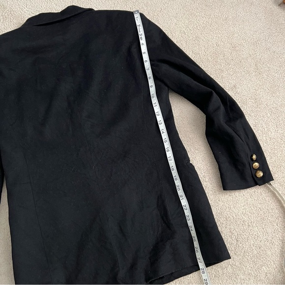 Vintage 1980s Jaeger Women’s Double Breasted Black Wool Blazer Gold Buttons - Picture 12 of 15